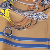 エルメス HERMES カレ90 ダブルフェイス ブラウン・イエロー シルク レディース スカーフ