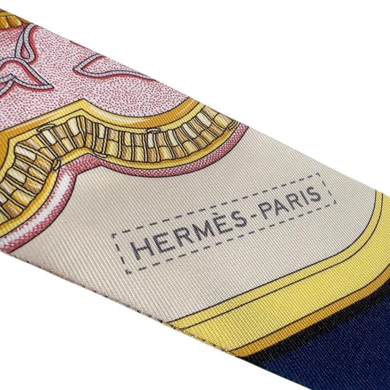 エルメス HERMES ツイリー《グラン・アパラ》 イヴォワール/マリン/ピンク シルク レディース スカーフ