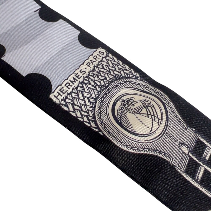 エルメス HERMES ツイリー《ブリッド・ア・ブロック/詩的な目録》 H064288S 10 黒/グレー/クレーム シルク レディース スカーフ