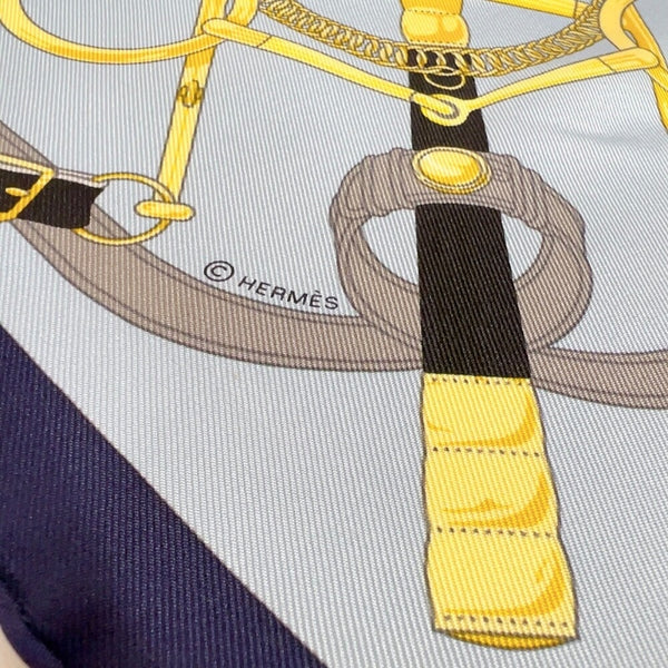 エルメス HERMES ガヴロッシュ 45 《エプロン・ドール》EPERONDOR ネイビー/イエロー/ブラック シルク レディース スカーフ