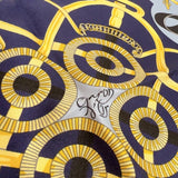 エルメス HERMES ガヴロッシュ 45 《エプロン・ドール》EPERONDOR ネイビー/イエロー/ブラック シルク レディース スカーフ