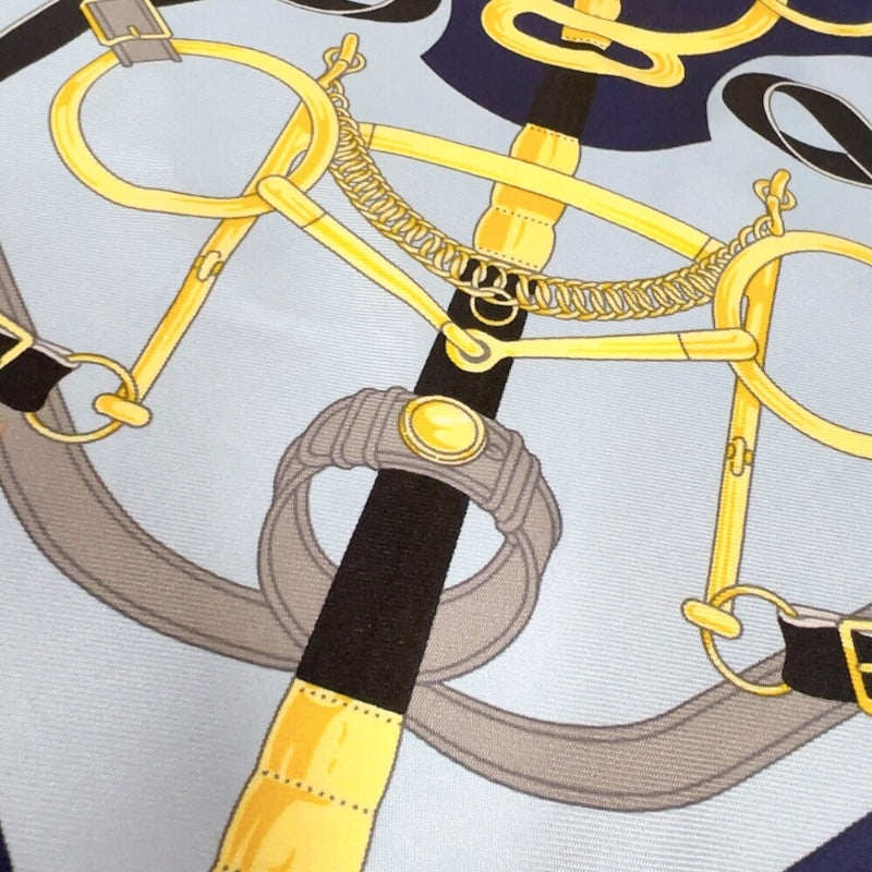 エルメス HERMES ガヴロッシュ 45 《エプロン・ドール》EPERONDOR ネイビー/イエロー/ブラック シルク レディース スカーフ