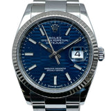 ロレックス ROLEX デイトジャスト36 フルーテッドモチーフ 126234 ブルー WG/SS 自動巻き メンズ 腕時計