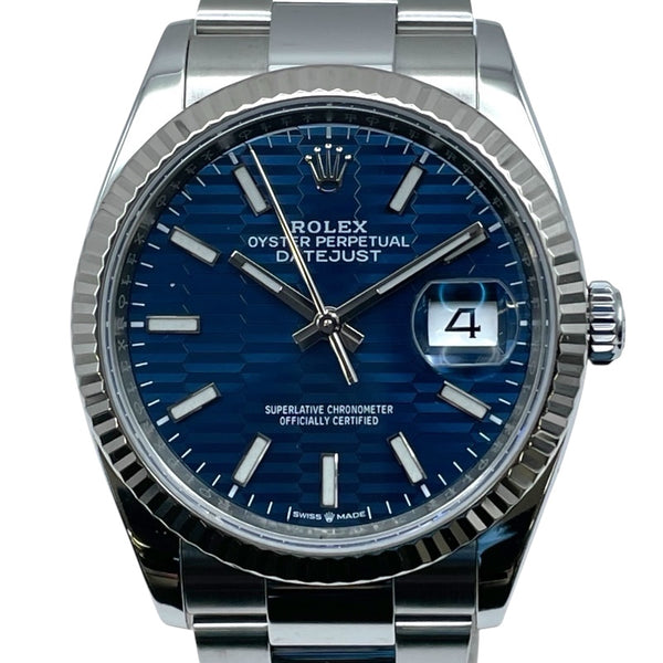 ロレックス ROLEX デイトジャスト36 フルーテッドモチーフ 126234 ブルー WG/SS 自動巻き メンズ 腕時計