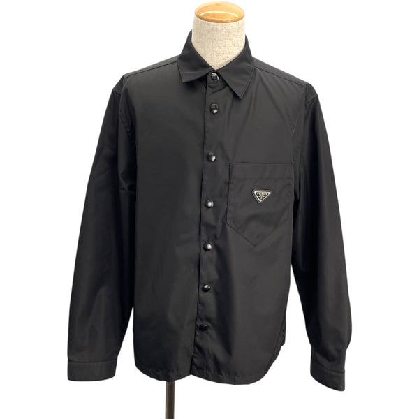 プラダ PRADA Re-Nylonトライアングルロゴ長袖シャツ SC514 ブラック ナイロン メンズ 長袖シャツ