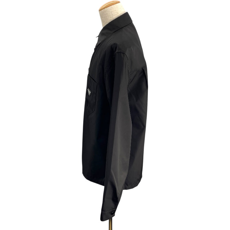プラダ PRADA Re-Nylonトライアングルロゴ長袖シャツ SC514 ブラック ナイロン メンズ 長袖シャツ