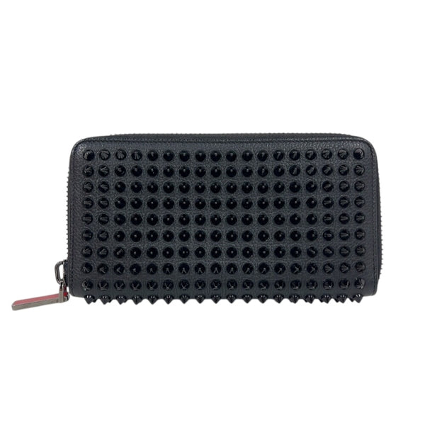 クリスチャン・ルブタン Christian louboutin パネトーネ　ラウンドファスナー長財布 1165044 ブラック　シルバー金具 レザー メンズ 長財布