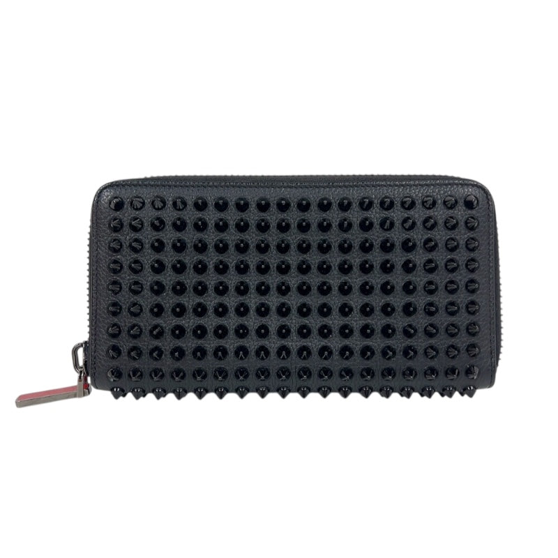 クリスチャン・ルブタン Christian louboutin パネトーネ　ラウンドファスナー長財布 1165044 ブラック　シルバー金具 レザー メンズ 長財布