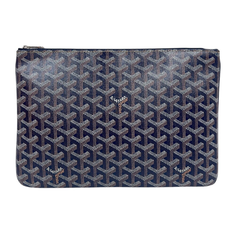 ゴヤール GOYARD セナMM ネイビー　シルバー金具 PVC レディース クラッチバッグ