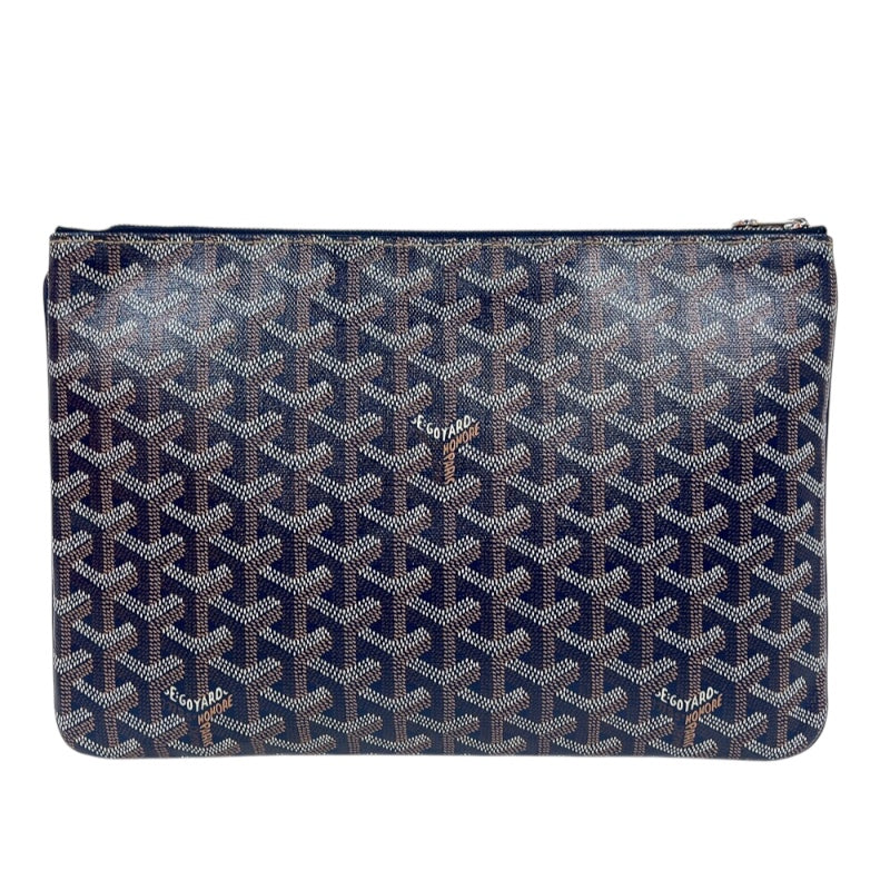 ゴヤール GOYARD セナMM ネイビー　シルバー金具 PVC レディース クラッチバッグ
