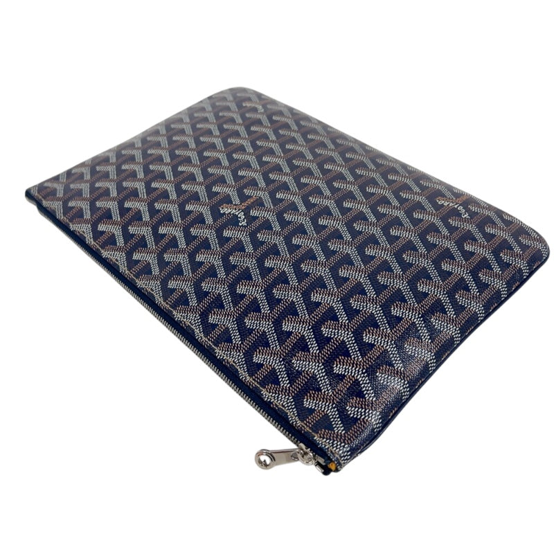 ゴヤール GOYARD セナMM ネイビー　シルバー金具 PVC レディース クラッチバッグ