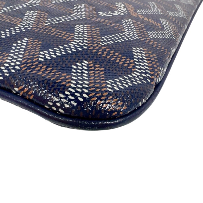 ゴヤール GOYARD セナMM ネイビー　シルバー金具 PVC レディース クラッチバッグ