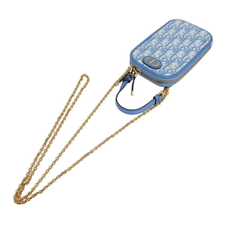 クリスチャン・ディオール Christian Dior 30モンテーニュフォンホルダー S2114UTZQ ターコイズ　ゴールド金具 オブリークジャガード レディース ショルダーバッグ