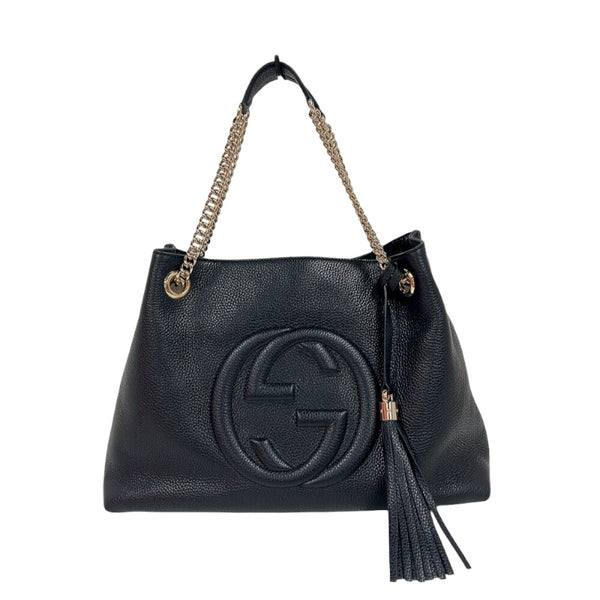 グッチ GUCCI ソーホー チェーントートバッグ 536196 ブラック　ゴールド金具 レザー レディース トートバッグ