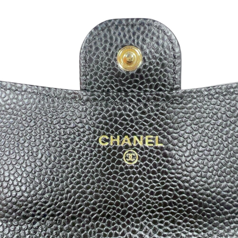 シャネル CHANEL タイムレスクラシックフラップウォレット AP0241 ブラック ゴールド金具 キャビアスキン レディース 長財布