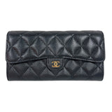 シャネル CHANEL タイムレスクラシックフラップウォレット AP0241 ブラック ゴールド金具 キャビアスキン レディース 長財布