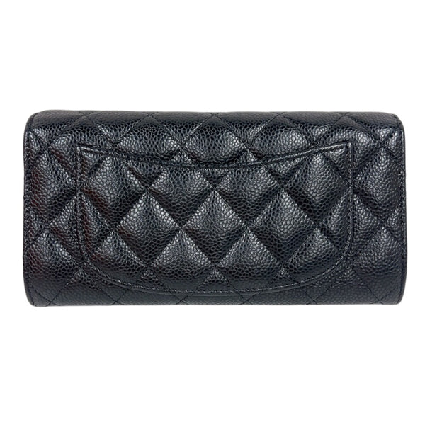 シャネル CHANEL タイムレスクラシックフラップウォレット AP0241 ブラック ゴールド金具 キャビアスキン レディース 長財布