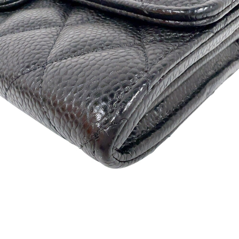 シャネル CHANEL タイムレスクラシックフラップウォレット AP0241 ブラック ゴールド金具 キャビアスキン レディース 長財布
