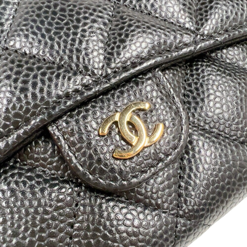 シャネル CHANEL タイムレスクラシックフラップウォレット AP0241 ブラック ゴールド金具 キャビアスキン レディース 長財布