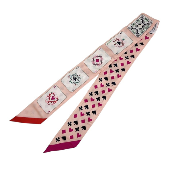 エルメス HERMES ツイリー　トランプ　JEU DE CARTES ピンク シルク レディース スカーフ
