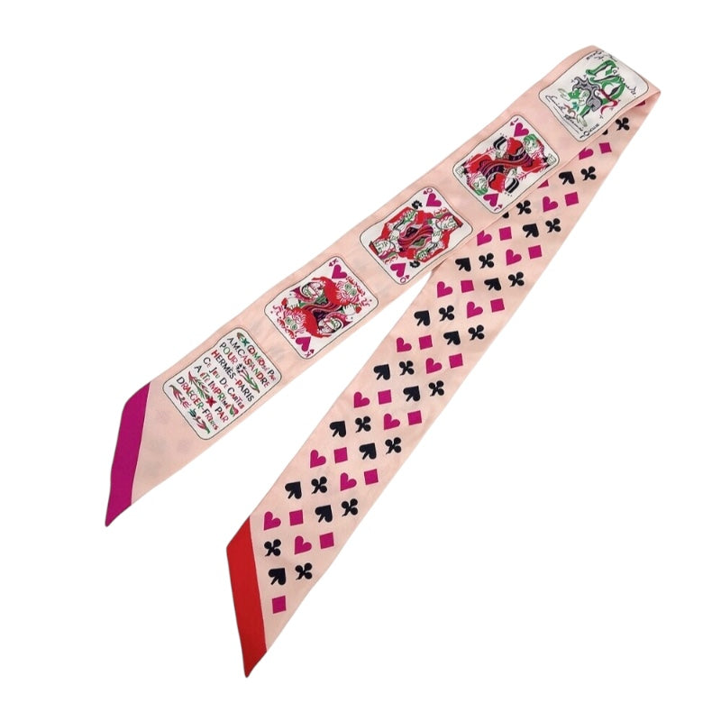 エルメス HERMES ツイリー　トランプ　JEU DE CARTES ピンク シルク レディース スカーフ