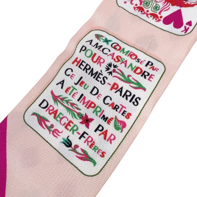 エルメス HERMES ツイリー　トランプ　JEU DE CARTES ピンク シルク レディース スカーフ
