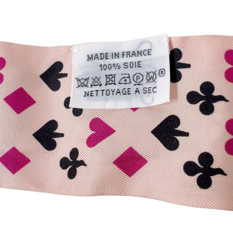 エルメス HERMES ツイリー　トランプ　JEU DE CARTES ピンク シルク レディース スカーフ