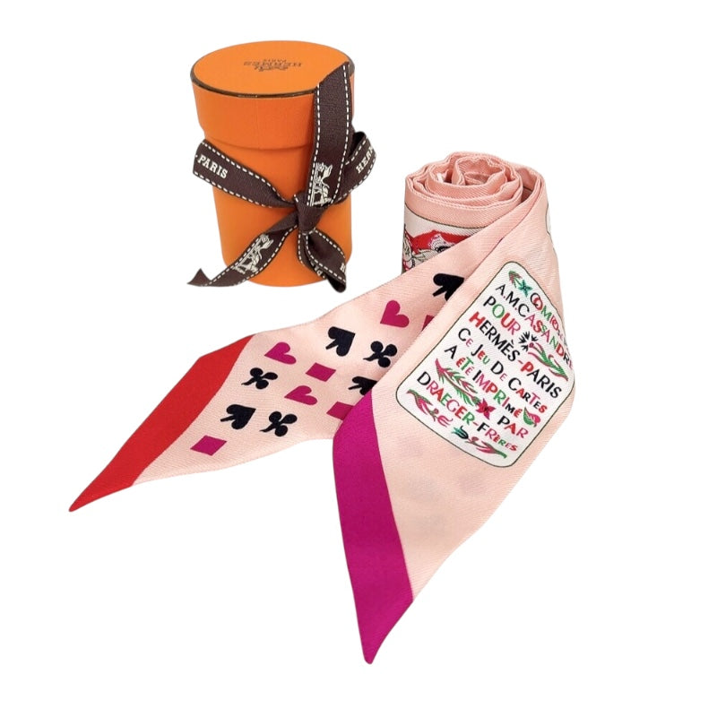 エルメス HERMES ツイリー　トランプ　JEU DE CARTES ピンク シルク レディース スカーフ