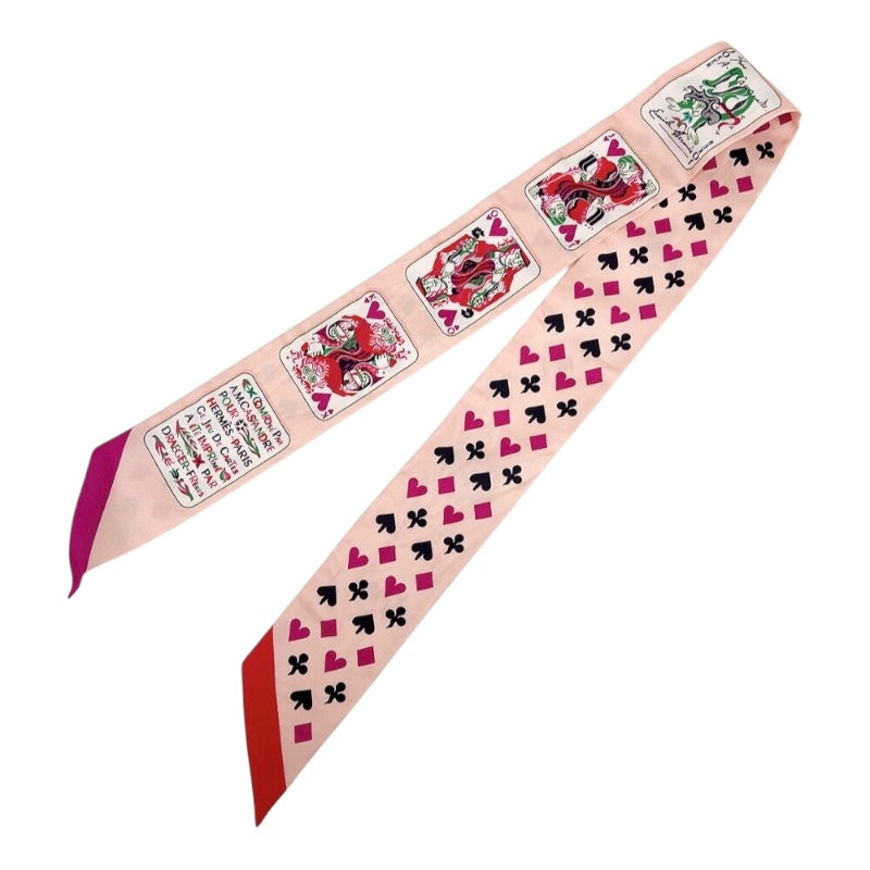 エルメス HERMES ツイリー　トランプ　JEU DE CARTES ピンク シルク レディース スカーフ