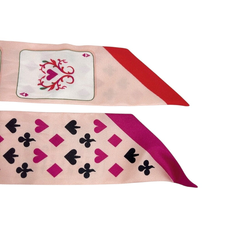 エルメス HERMES ツイリー　トランプ　JEU DE CARTES ピンク シルク レディース スカーフ
