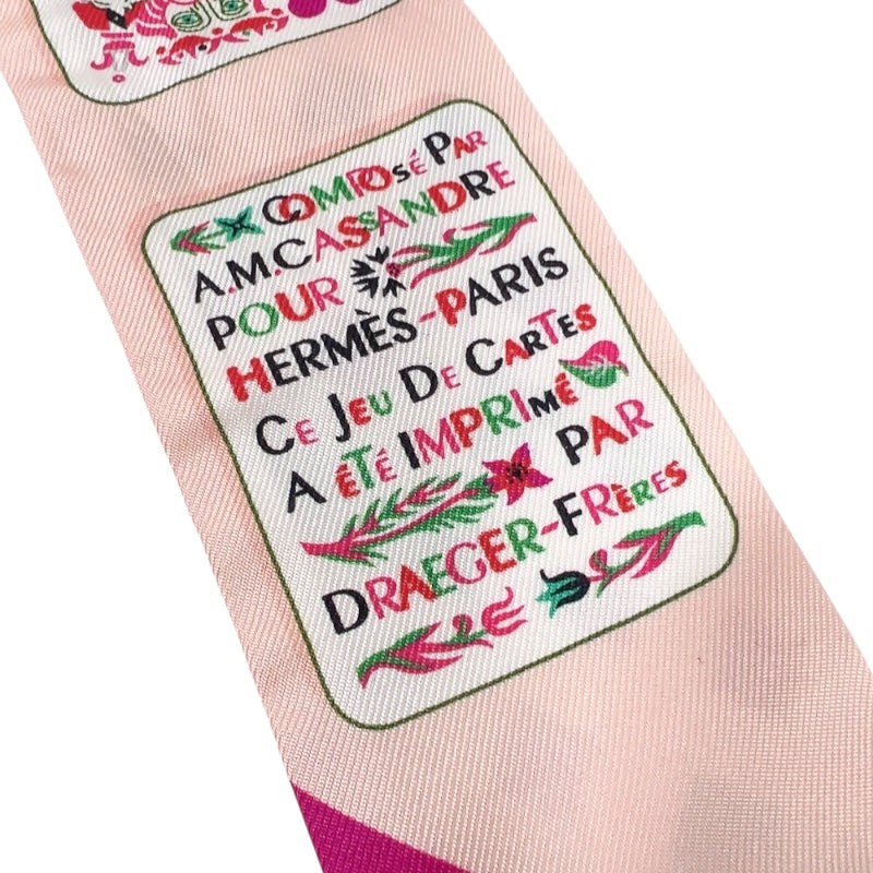エルメス HERMES ツイリー　トランプ　JEU DE CARTES ピンク シルク レディース スカーフ
