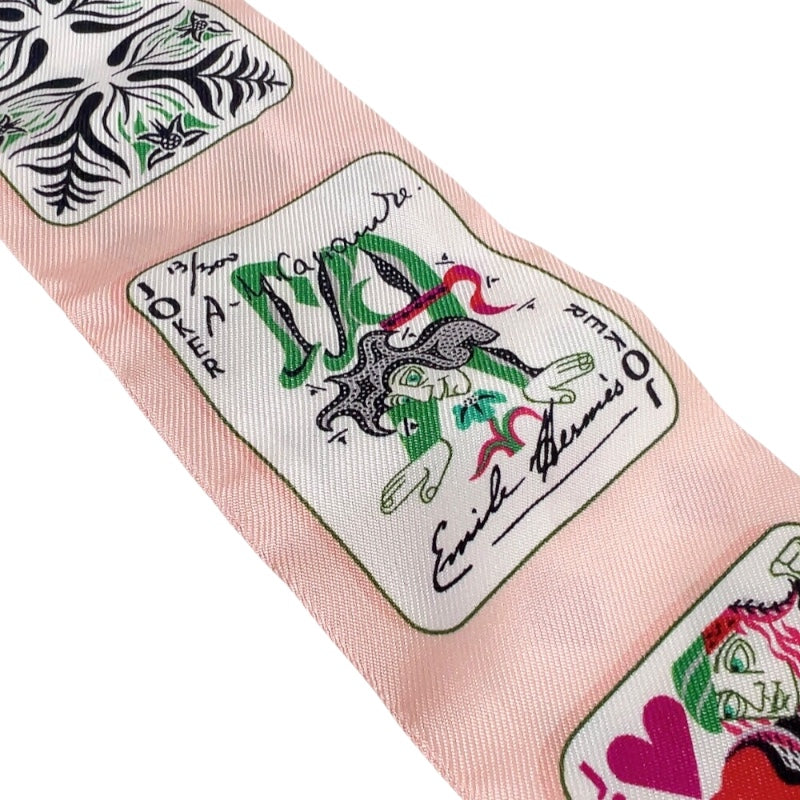 エルメス HERMES ツイリー　トランプ　JEU DE CARTES ピンク シルク レディース スカーフ
