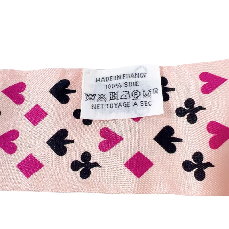 エルメス HERMES ツイリー トランプ JEU DE CARTES ピンク シルク
