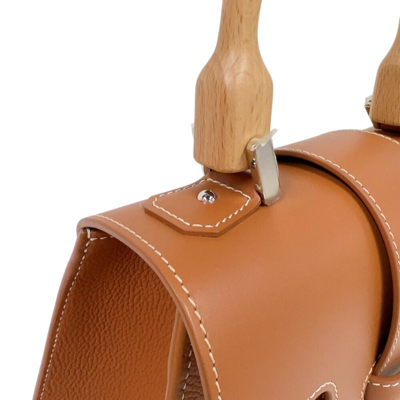 ゴヤール GOYARD サイゴンPM ブラウン　シルバー金具 トリヨンレザー/カウハイドレザー/ウッド レディース ハンドバッグ