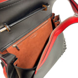 トッズ TOD’S ウェーブバッグ ブラウン/ブラック/レッド　シルバー金具 レザー レディース ハンドバッグ