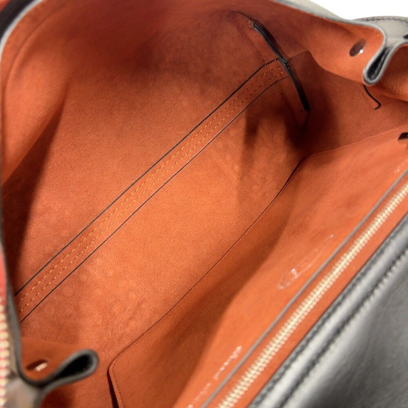 トッズ TOD’S ウェーブバッグ ブラウン/ブラック/レッド　シルバー金具 レザー レディース ハンドバッグ