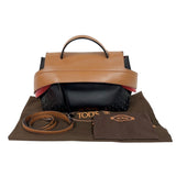 トッズ TOD’S ウェーブバッグ ブラウン/ブラック/レッド　シルバー金具 レザー レディース ハンドバッグ