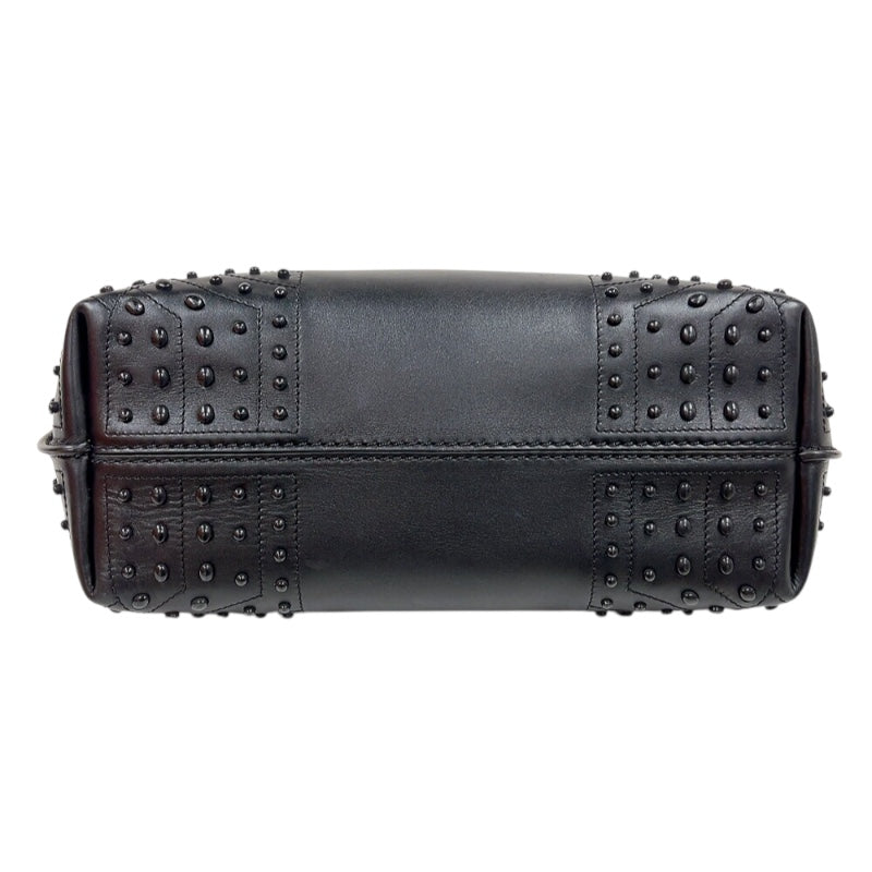 トッズ TOD’S ウェーブバッグ ブラウン/ブラック/レッド　シルバー金具 レザー レディース ハンドバッグ