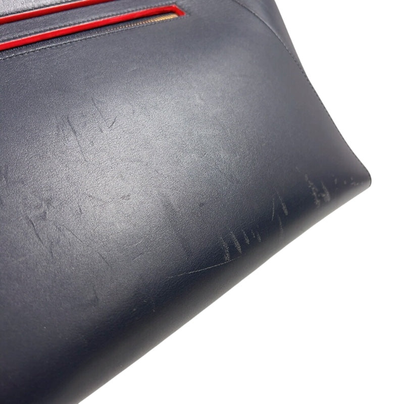 セリーヌ CELINE ベルトバッグナノ ネイビー/レッド　ゴールド金具 ドラムドカーフ レディース ハンドバッグ