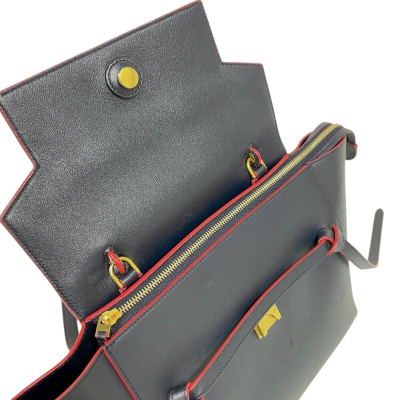 セリーヌ CELINE ベルトバッグナノ ネイビー/レッド　ゴールド金具 ドラムドカーフ レディース ハンドバッグ