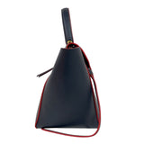 セリーヌ CELINE ベルトバッグナノ ネイビー/レッド　ゴールド金具 ドラムドカーフ レディース ハンドバッグ