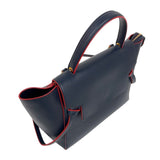 セリーヌ CELINE ベルトバッグナノ ネイビー/レッド　ゴールド金具 ドラムドカーフ レディース ハンドバッグ