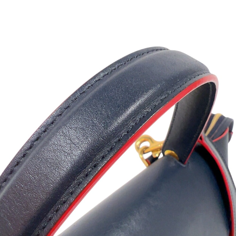 セリーヌ CELINE ベルトバッグナノ ネイビー/レッド　ゴールド金具 ドラムドカーフ レディース ハンドバッグ