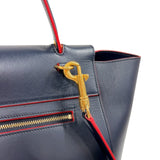 セリーヌ CELINE ベルトバッグナノ ネイビー/レッド　ゴールド金具 ドラムドカーフ レディース ハンドバッグ