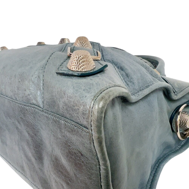 バレンシアガ BALENCIAGA ザ・ジャイアントシティ 173084 ブルー　シルバー金具 レザー レディース ハンドバッグ