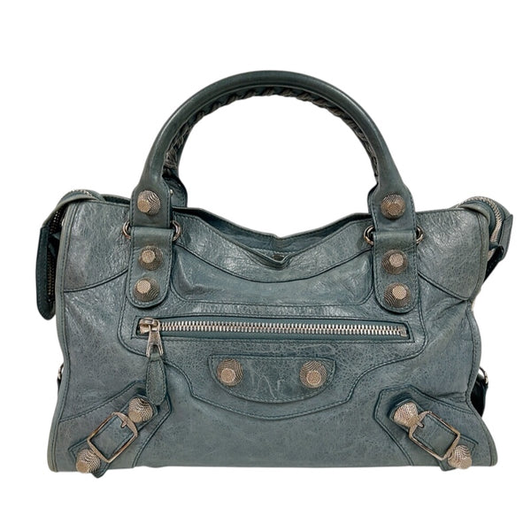 バレンシアガ BALENCIAGA ザ・ジャイアントシティ 173084 ブルー　シルバー金具 レザー レディース ハンドバッグ