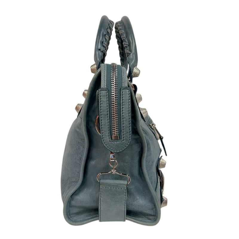 バレンシアガ BALENCIAGA ザ・ジャイアントシティ 173084 ブルー　シルバー金具 レザー レディース ハンドバッグ