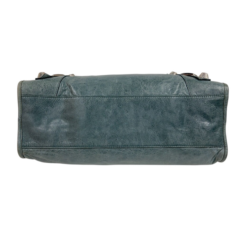 バレンシアガ BALENCIAGA ザ・ジャイアントシティ 173084 ブルー　シルバー金具 レザー レディース ハンドバッグ