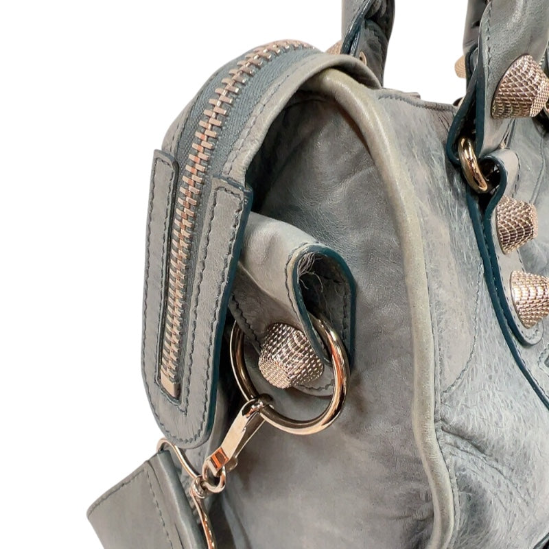 バレンシアガ BALENCIAGA ザ・ジャイアントシティ 173084 ブルー　シルバー金具 レザー レディース ハンドバッグ