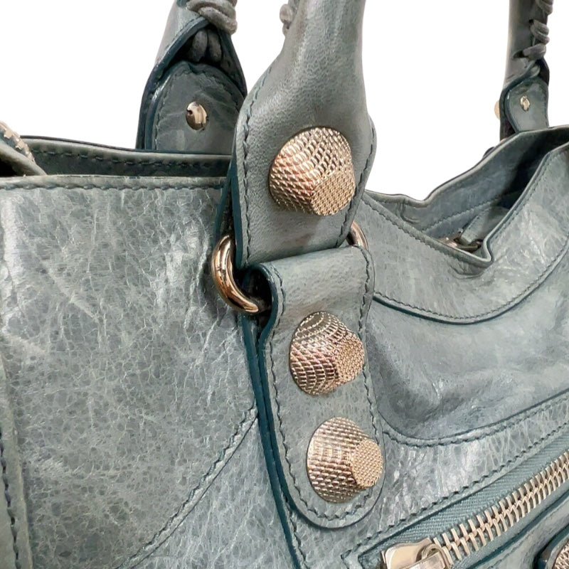 バレンシアガ BALENCIAGA ザ・ジャイアントシティ 173084 ブルー　シルバー金具 レザー レディース ハンドバッグ